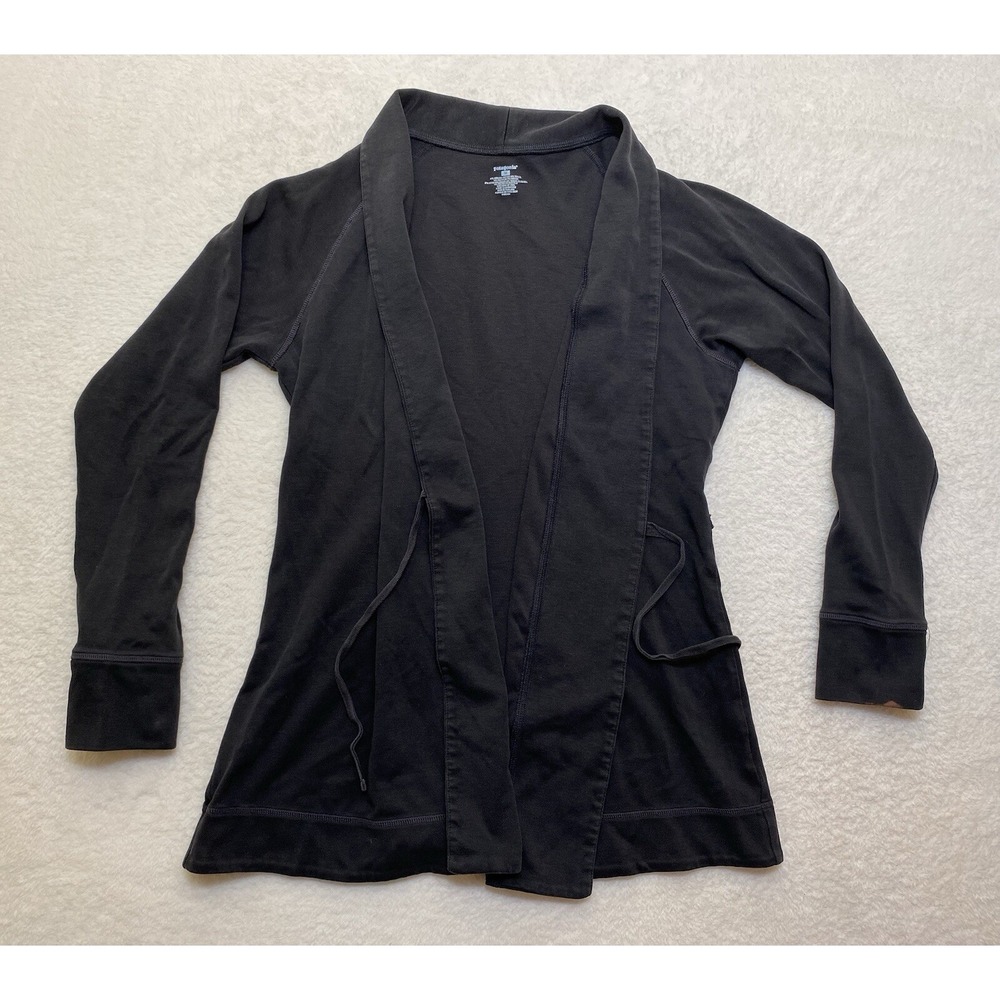 Patagonia Women's M Wrap Cardigan Has Flaws See Pics Black Organic Cotton Blend
